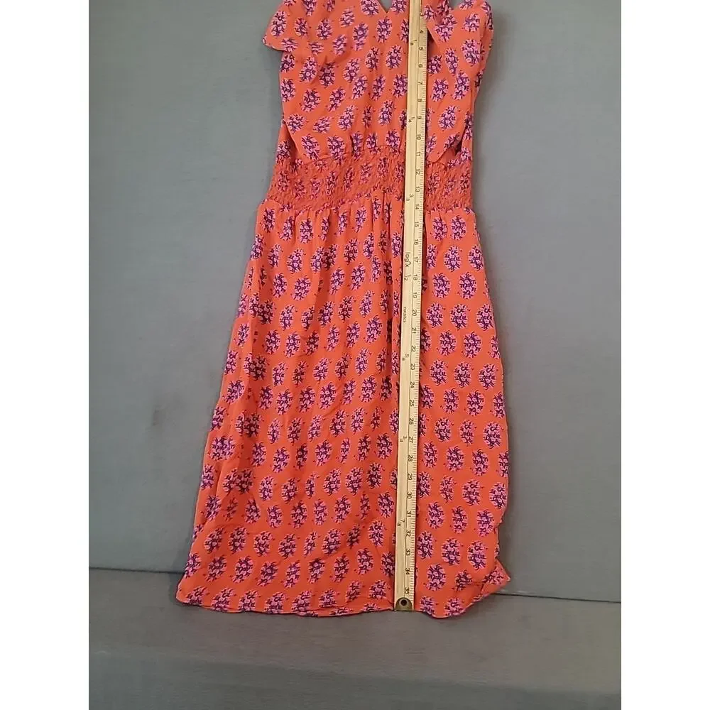 Tory Burch Womens Retro Poppy Print 100% Silk Halter Dress Red Size 0 Luxury